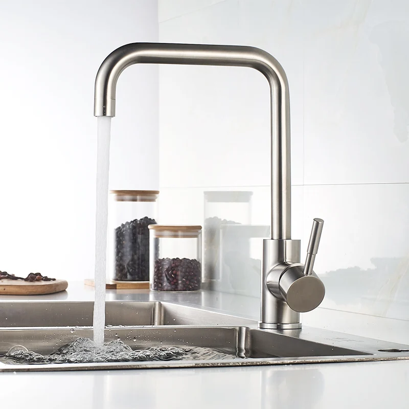  ROVATE 360 Degree Swivel Kitchen Faucet 304 Stainless Steel Brushed Nickel Hot and Cold Single Leve - 4000025383390