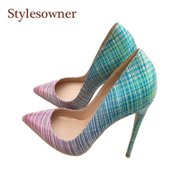 

Stylesowner 2018 New Design Women Sexy High Heel Party Shoe Gradient Color 12/10/8cm Lady Ultra High Pointed Toe Single Pumps