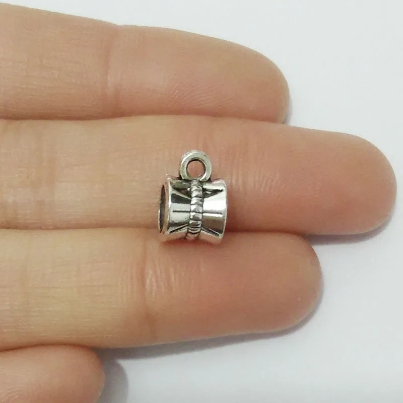 

tibet silver gold bail pendant charms necklace European beads spacer W/Loop leather cords Textured Clasps Hooks connector making