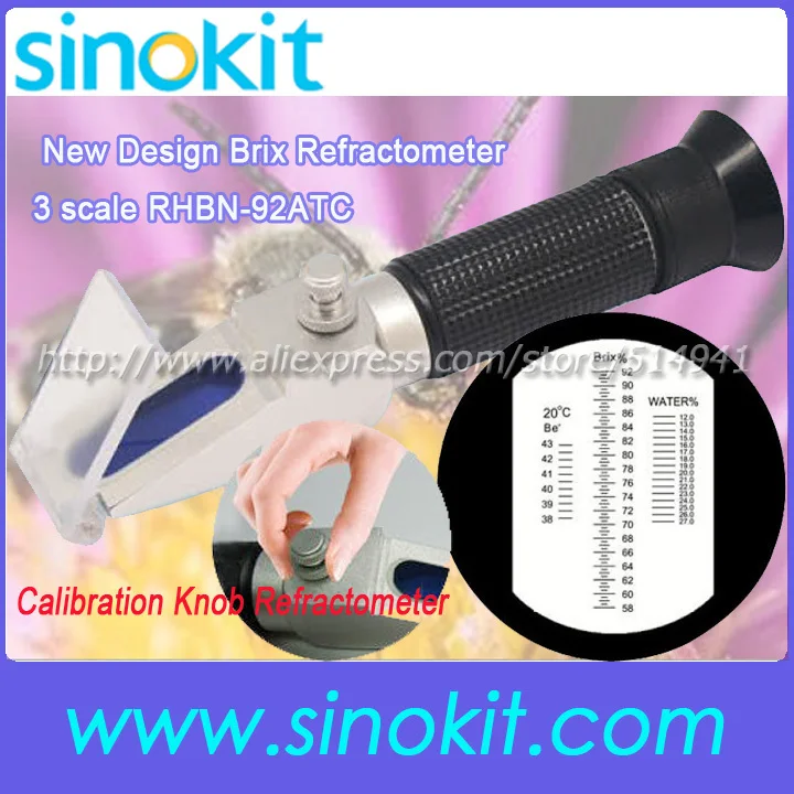 

New Design Calibration knob three common indexed Brix/ baume/water refractometer RHBN-92ATC