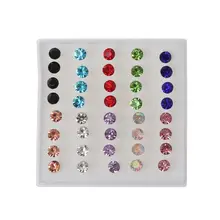  20 Pairs Small Stud Earrings Colorful Faux Rhinestone Plastic Ear Studs Fashion Studs Earrings for Women Hypoallergenic Earrings 