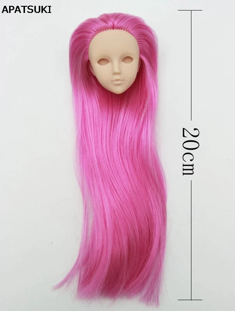 Pink Hair Soft DIY Practice Makeup Doll Head For Barbie Doll Heads For 1/6 BJD Dollhouse
