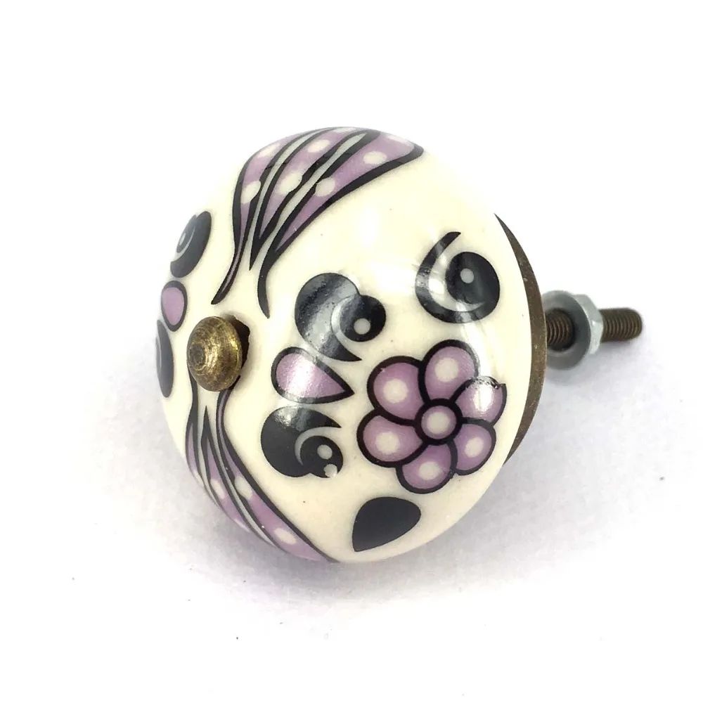 New Arrival Ceramic Hand painted Door Knobs Round Dresser Drawer Pulls