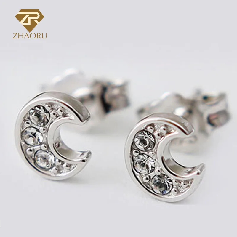 

ZHAORU 925 Sterling Sliver Earrings Silver Stud Earrings for Women Fine Jewelry Moon Earring Fashion Earring