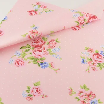 

Cotton Fabric Bedding Clothing Patchwork Scrapbooking Home Textile Decor Teramila Fabrics Quilting Doll Sewing Cloth Pink Flower
