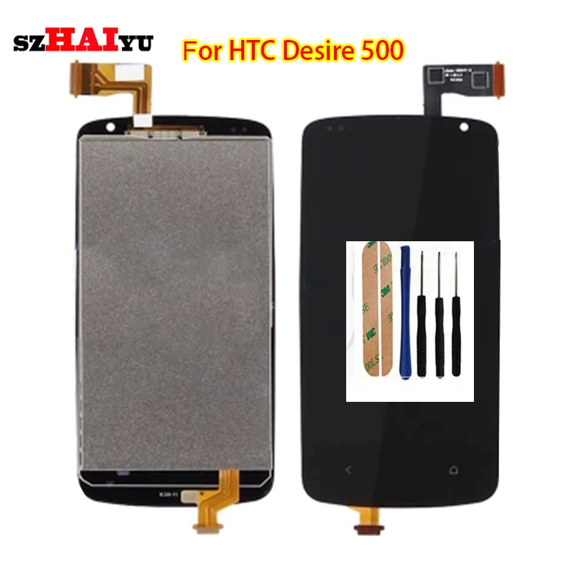 

szHAIyu 5Pcs/Lot Tested Well Working LCD Display For HTC Desire 500 LCD Display +Touch Screen and Tools