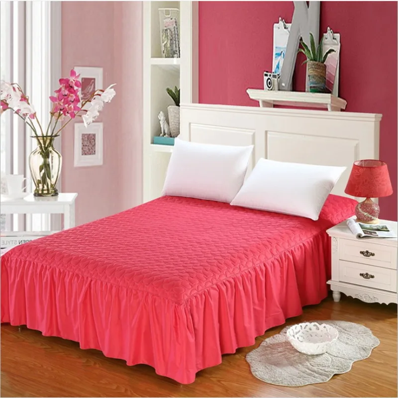 Buy High quality pure color bed skirt 100 Cotton Bed