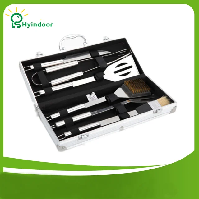 6 Pieces Stainless Steel Barbecue Tools Cooking Utensils Luxury 6 Pieces Stainless Steel Barbecue Tools Cooking Utensils Luxury Storage Case Professional Outdoor Bbq Tool Accessories Kit