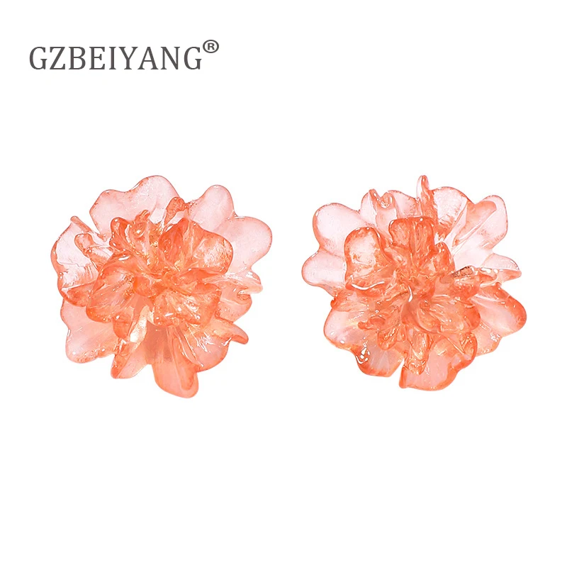 

GZBEIYANG 2019 bohemia Simple Transparent Flower stud earrings for Acrylic Fine Jewelry Fashion Women's Earrings Gifts