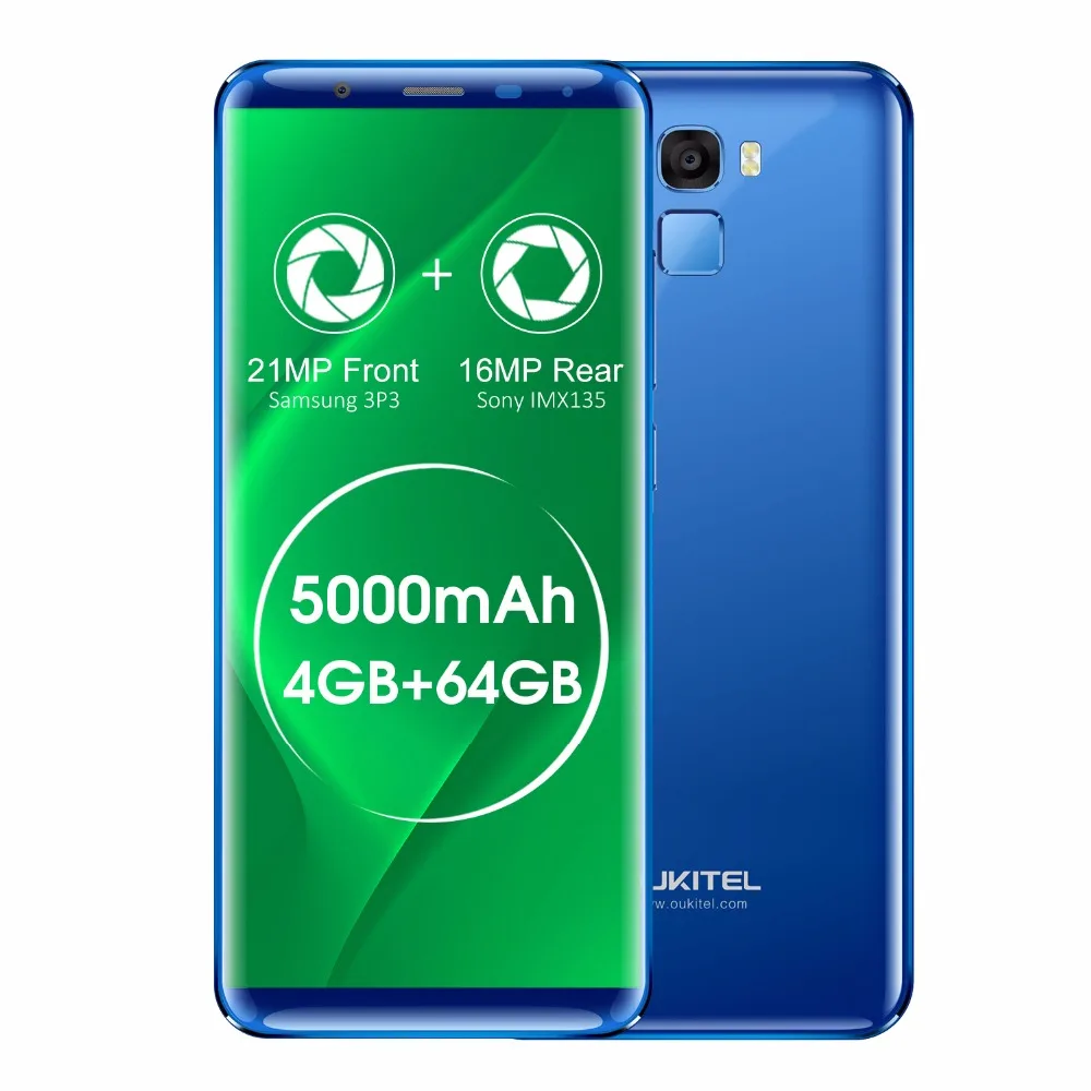 Oukitel K5000 5000 mAh 5,7 "HD 18:9 Дисплей 4 Гб Оперативная память 64 Гб Встроенная память MTK6750T восьмиядерный смартфон Быстрая зарядка 4G отпечатков