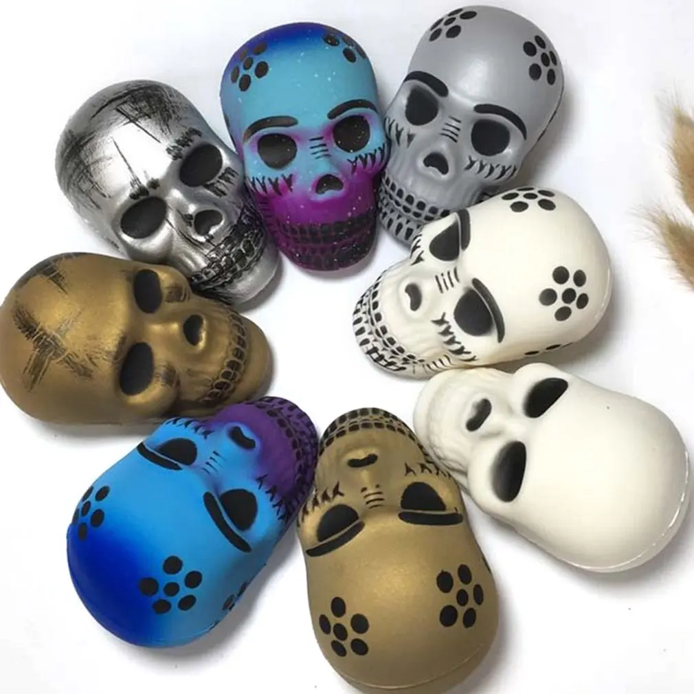 

8.5CM Squishy Halloween Skull Head Slow Rising Soft Colorful Squeeze Bread Cake Kid Christmas Toy Gift Anti-Stress Squishy Toys