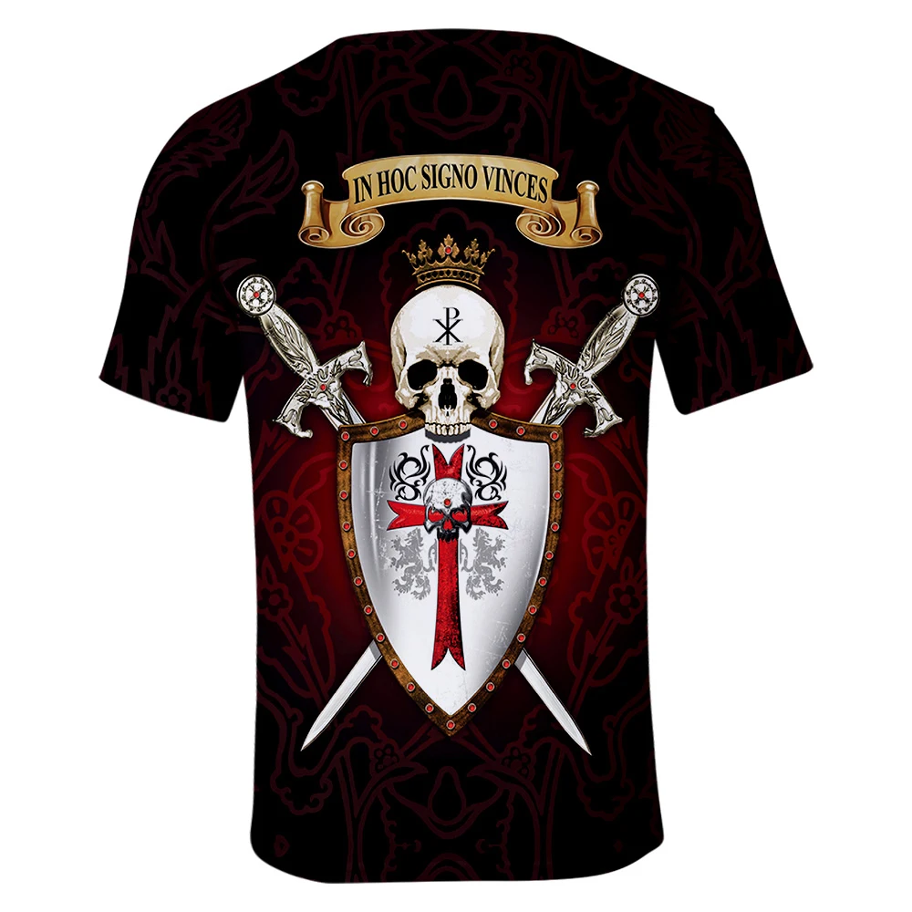 Футболка Templar Knight мужская с 3D принтом белый дышащий топ круглым вырезом хипстер