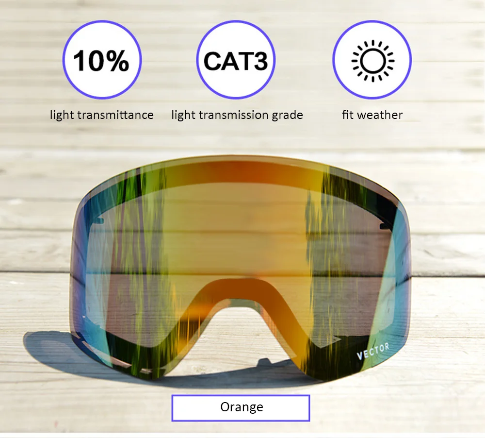 Векторные двухслойные противотуманные лыжные очки, снежные очки, сменные мужские и женские очки для сноуборда, катания на коньках, лыжах, солнцезащитные очки для улицы, зимние
