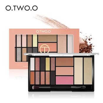 

O.TWO.O New Makeup Palette Eyeshadow Highlighter Glitter Blush Contour Palette 15 Colors Eye Shadow With Eye Brushes