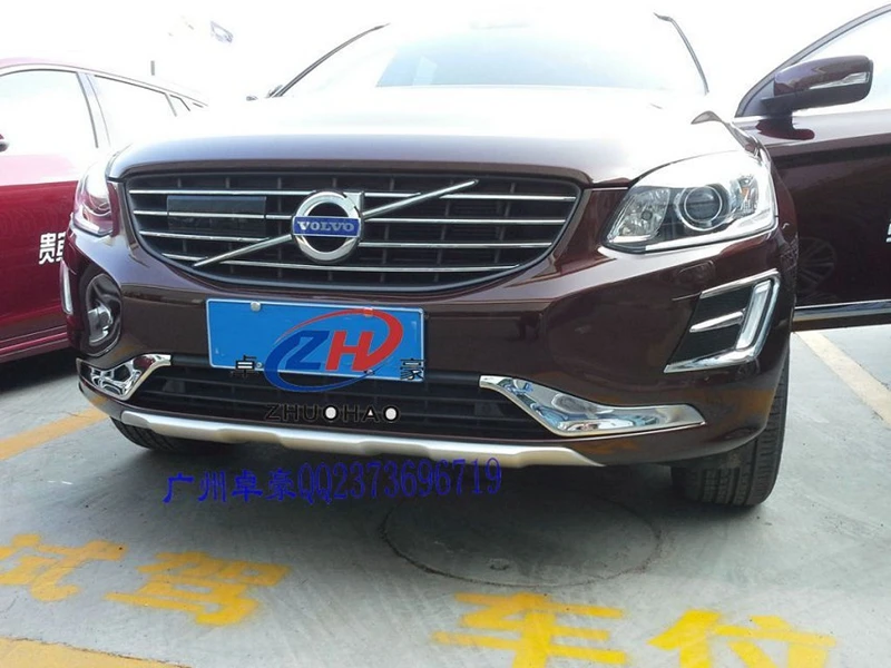 

Car Styling ABS Chrome Exterior Front Lower Grill Racing Bumper Protector Sticker Cover Trims Strips 2Pcs For Volvo XC60 2014