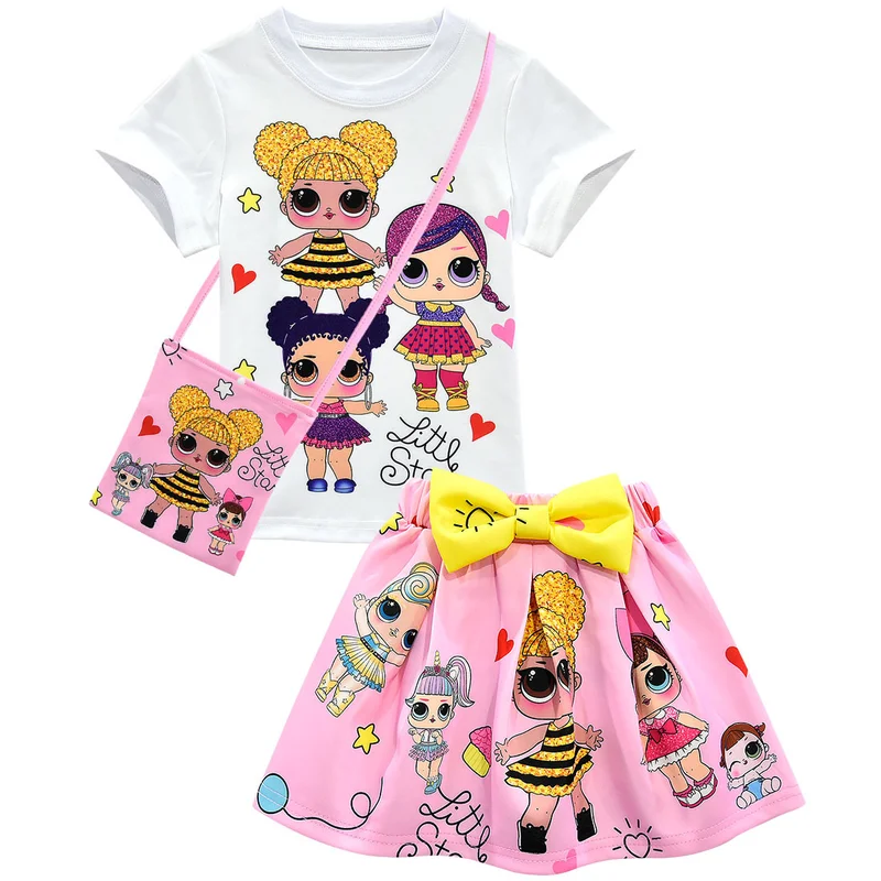 

Kids Girls Clothing Sets Summer Unicorn Baby Girls Clothes Short Sleeve T-Shirt+Pant Dress 3Pcs Children Lol Clothes Suits Set