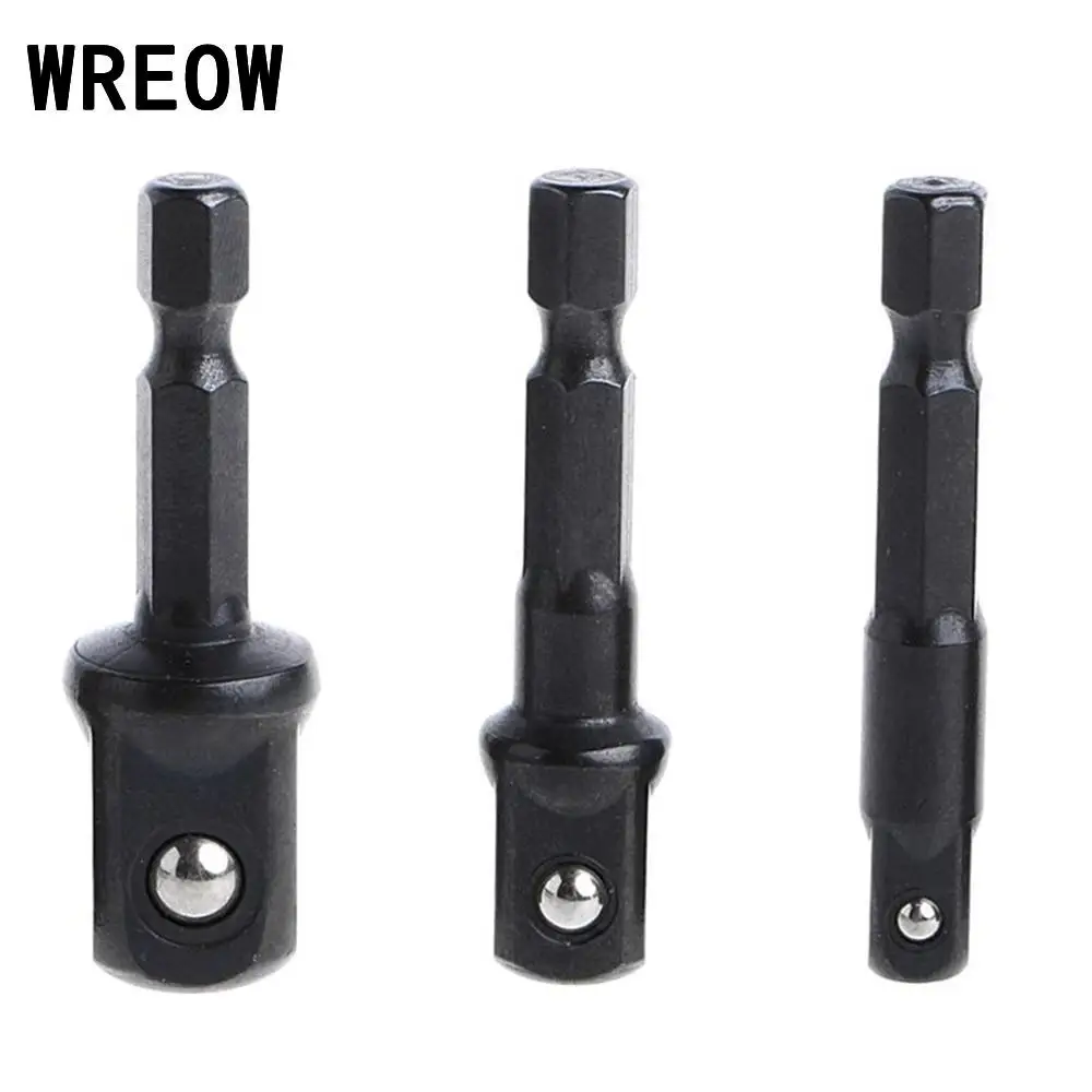 

3pc 1/4 3/8 1/2 Inch Hex Shank Socket Adapter Chrome Vanadium Steel CR-V Hex socket bits to Impact Driver Drill Bit Dropshipping