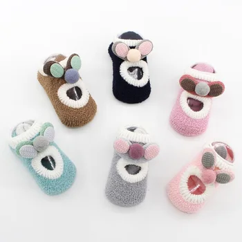 

New velvet thick baby toddler socks three-dimensional floor girls wings baby socks