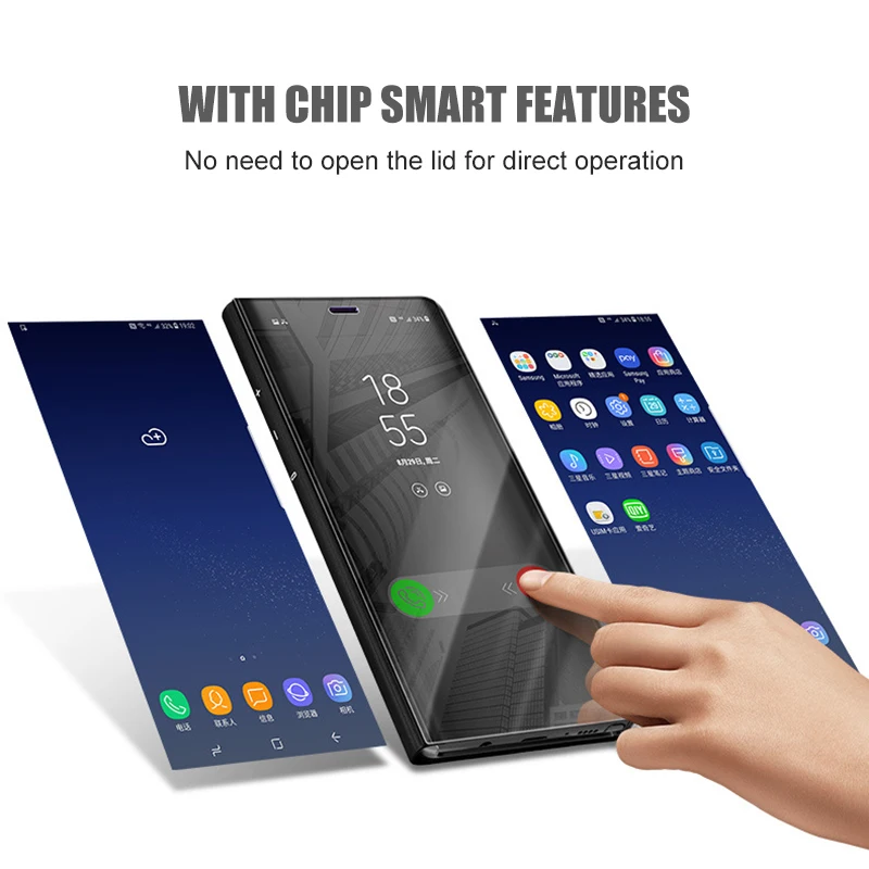 Smart Flip Stand Phone Case For Samsung S8 Plus case Clear Mirror View Cases Galaxy S6 S7 Edge Cover |