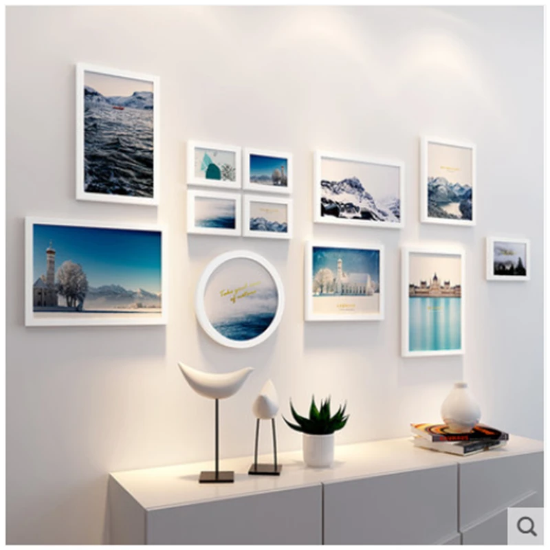 12pcs European picture Wall Photo Frames Combination Set Wooden living