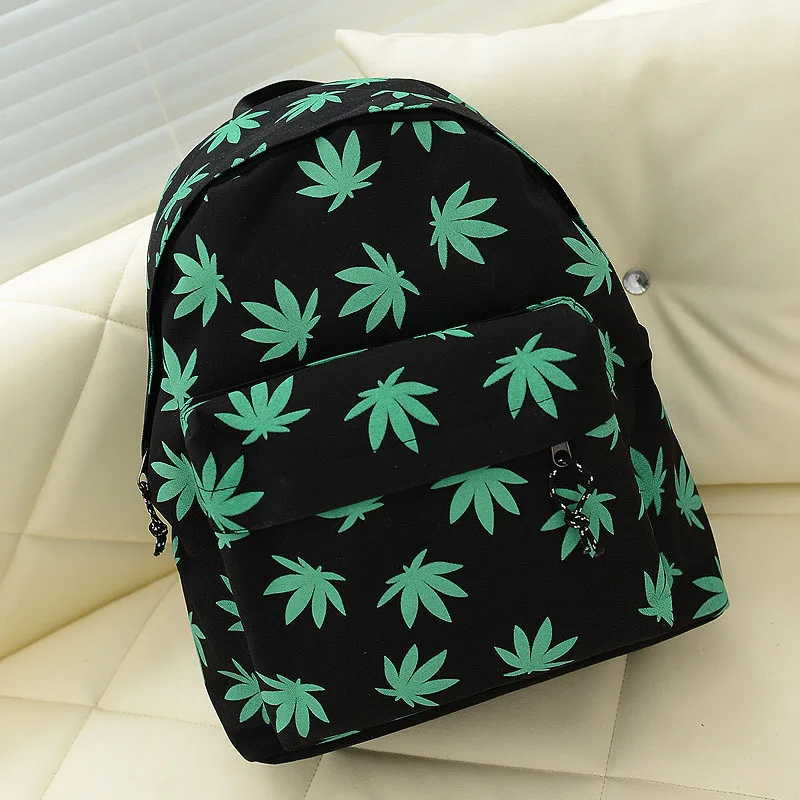 IVI Preppy schoolbag men and women nylon shoulder bag Fashion Japan zipper original hemp leaf green