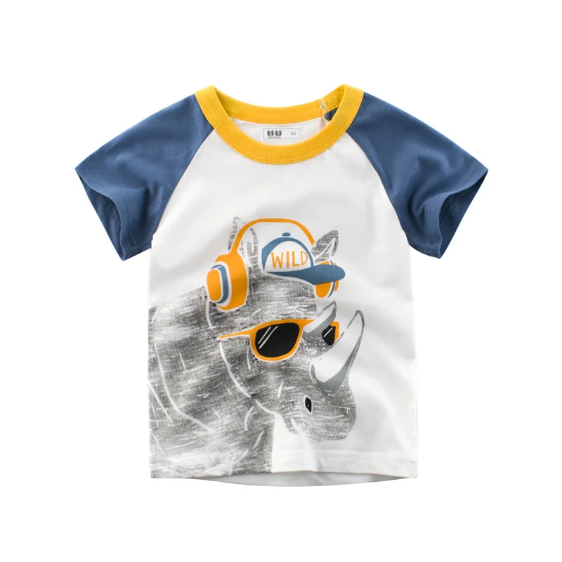 Летние футболки с короткими рукавами для мальчиков хлопковые футболки с принты животных из мультфильмов для девочек; Детские футболки для мальчиков; детская одежда
