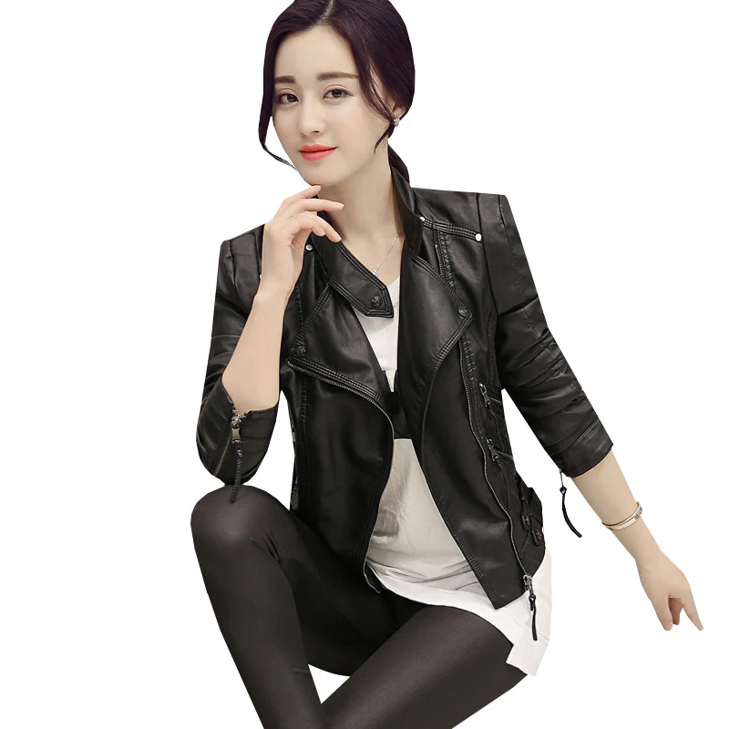 Swag Black Rivet Short Faux Leather Jacket Women
