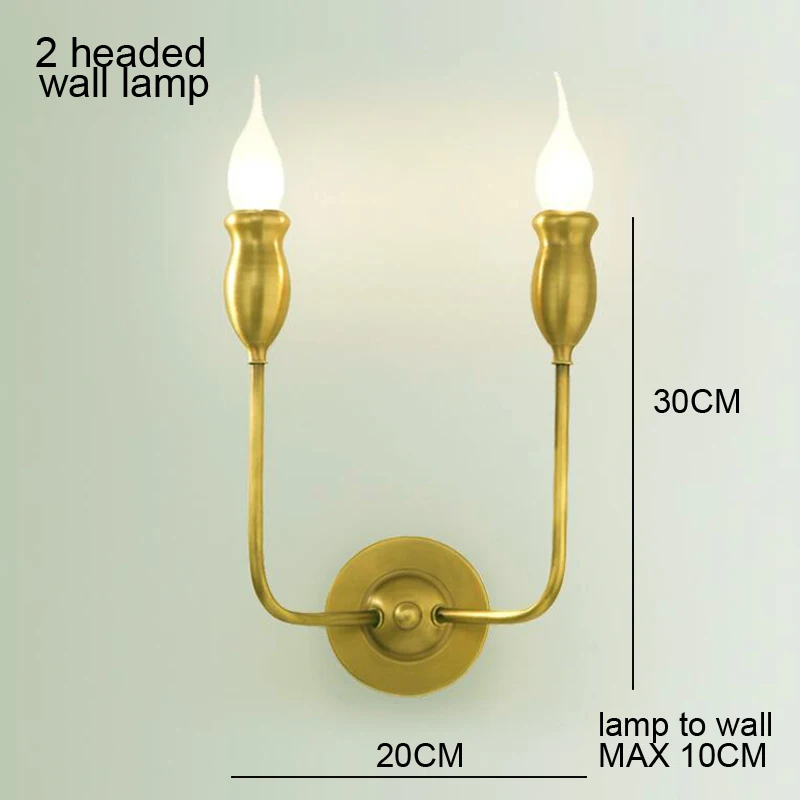 Современный американский Хрустальный медный канделябр светильник для столовой гостиной спальни латунный светодиодный подвесной светильник - Цвет абажура: 2 headed wall light