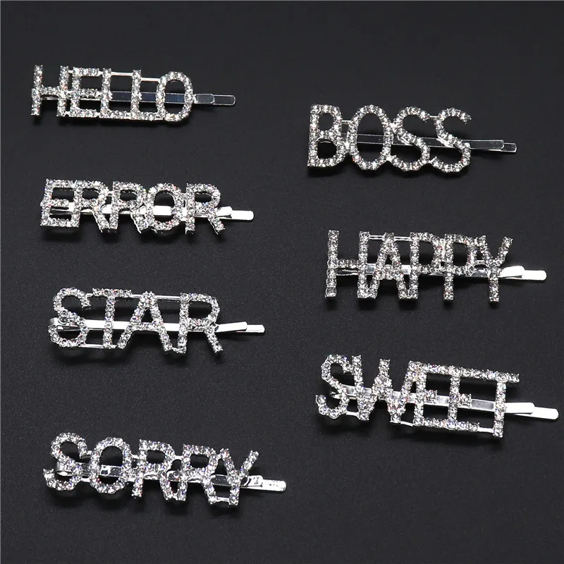Shiny Rhinestones Hairpins Metal Barrette Hair Clips Crystal Hairgrip