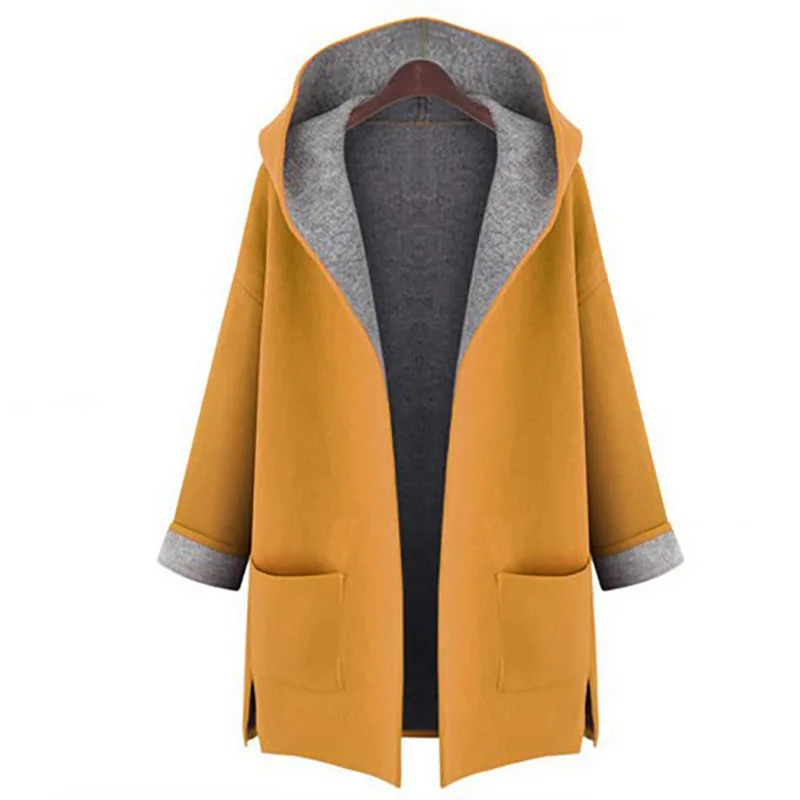 

2019 Autumn Winter Woolen Coat Loose Casual Women Cardigan Slim Outwear Coat Briefly Design Big Pockets Lady Coats Plus Size