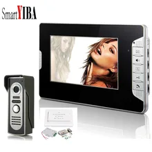 SmartYIBA видео дверной звонок Система Комплект 7 дюймов цветные мониторы и поверхностный монтаж HD камера Видео дверной телефон управление два замка домофон