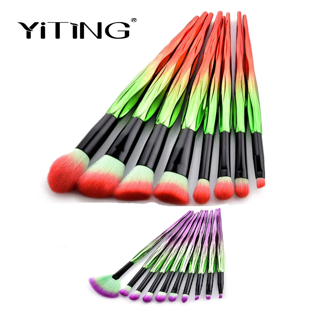 YiTing Rainbow Makeup Brushes Set Gradiant Red Green ...
