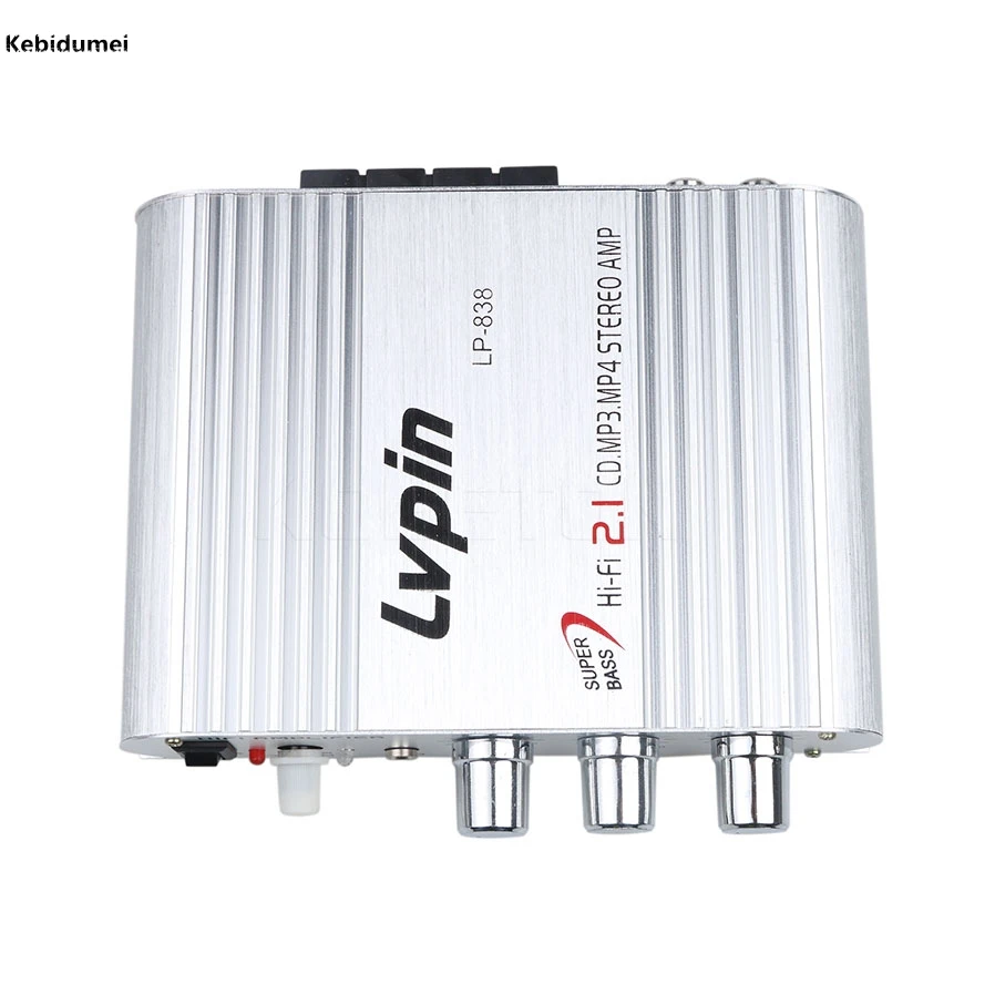 

Lvpin LP-838 Car Channel Amplifiers Hi-Fi 2.1 Stereo Subwoofer Audio Bass Speaker Booster Connect With DVD Player Phone for Car