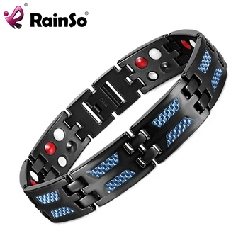 

RainSo Titanium Health Magnetic Bracelet Blue Color 4 Elements High Quality Luxury Bangles & Bracelets Gift for Men Drop-ship