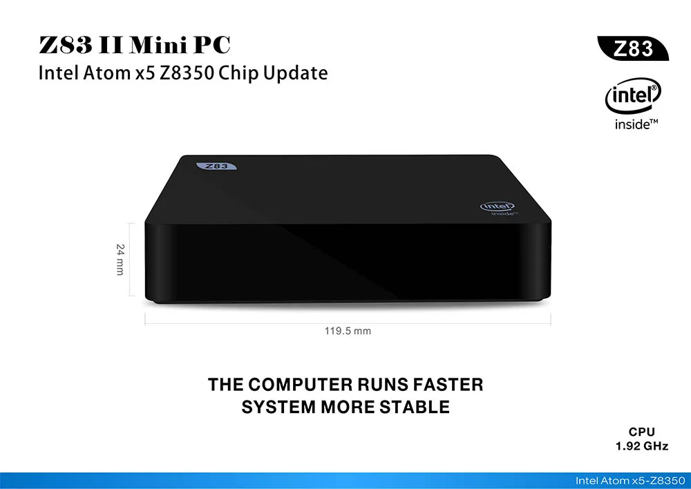 VONTAR Мини ПК Atom x5-Z8350 Поддержка Windows 10 и Linux 4 Гб 64 Гб Bluetooth 4,0 USB3.0 1000M LAN 2,4G+ 5,8G двойной Wifi tv Box