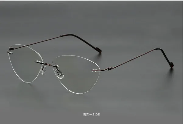 Women Cat Eye Rimless Titanium Eyeglasses myopia glasses prescription Optical Glasses Eyewear short-sighted glasses foldable
