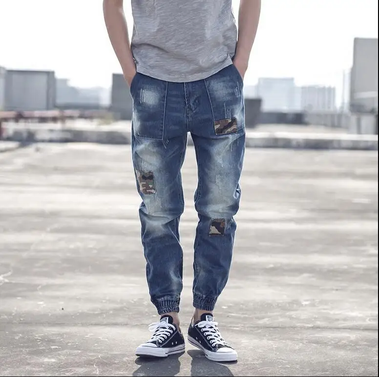 XS 4XL!!! 2018 Men camouflage patch jeans Male han edition beam foot ...