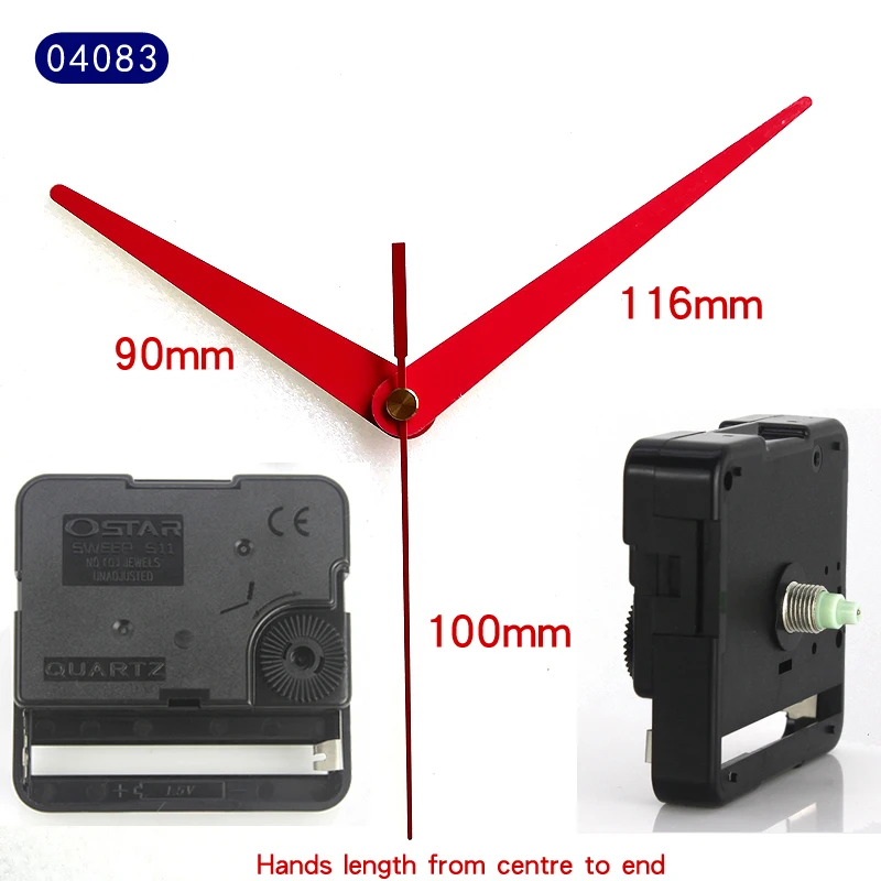 

Ostar S11 sweep Clock Movement quartz wall clock mechanism Centre Screw type movement with 04083# Red hands DIY clock kits