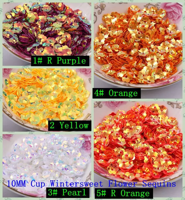 10mm Cup Wintersweet Flower Sequins for Crafts Scrapbook Diy With 15 colors for option