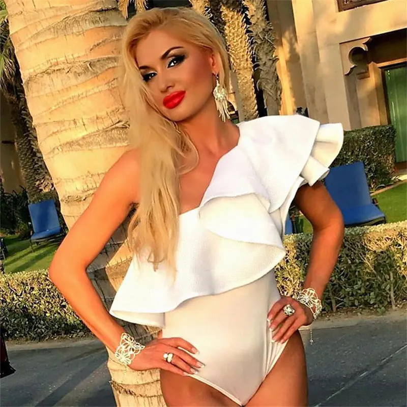 Sibybo 2019 كشكش ارتداءها النساء أسود أبيض مثير أنيقة Playsuit ثوب فضفاض للمرأة بذلة Bodycon Combinaison فام Sibybo 2019 كشكش ارتداءها النساء أسود أبيض مثير أنيقة Playsuit ثوب فضفاض للمرأة بذلة Bodycon Combinaison فام