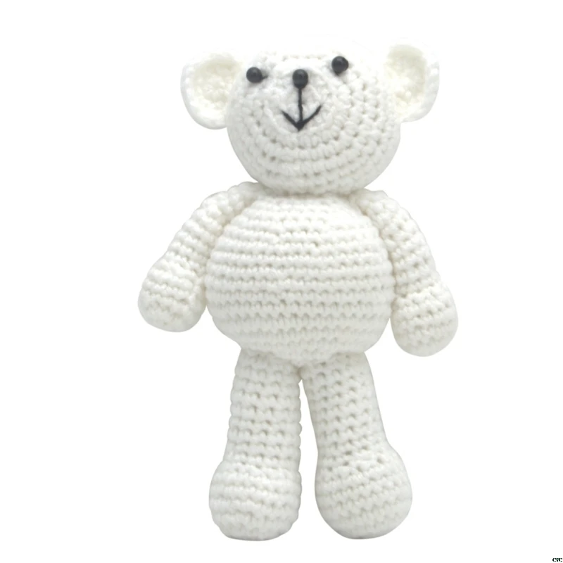 Подарок для новорожденных девочек и мальчиков; реквизит для фотосессии; вязаная крючком игрушка; милый маленький медведь - Цвет: Белый