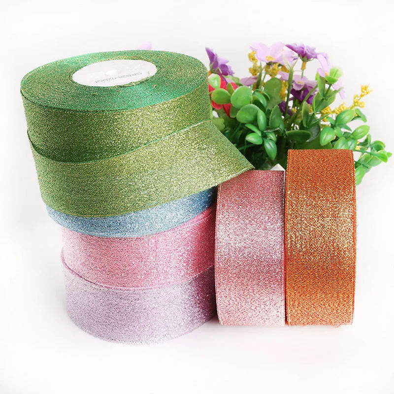 

New Arrival 25 Yards 38mm Width Glitter Ribbon Gift Packing Belt Wedding Party Christmas Ribbons DIY Handmade Sewing Accessories