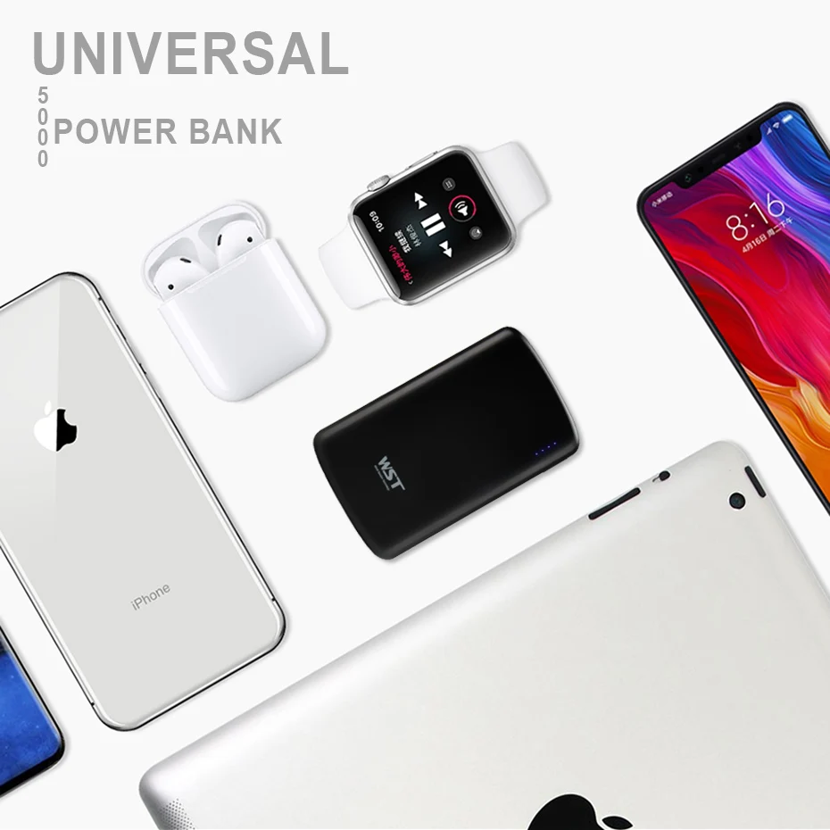 WST Portable Capacity Power Bank 5000mAh PoverBank Battery Pack Mobile External Battery For iPhone Samsung Phone Powerbank (10)