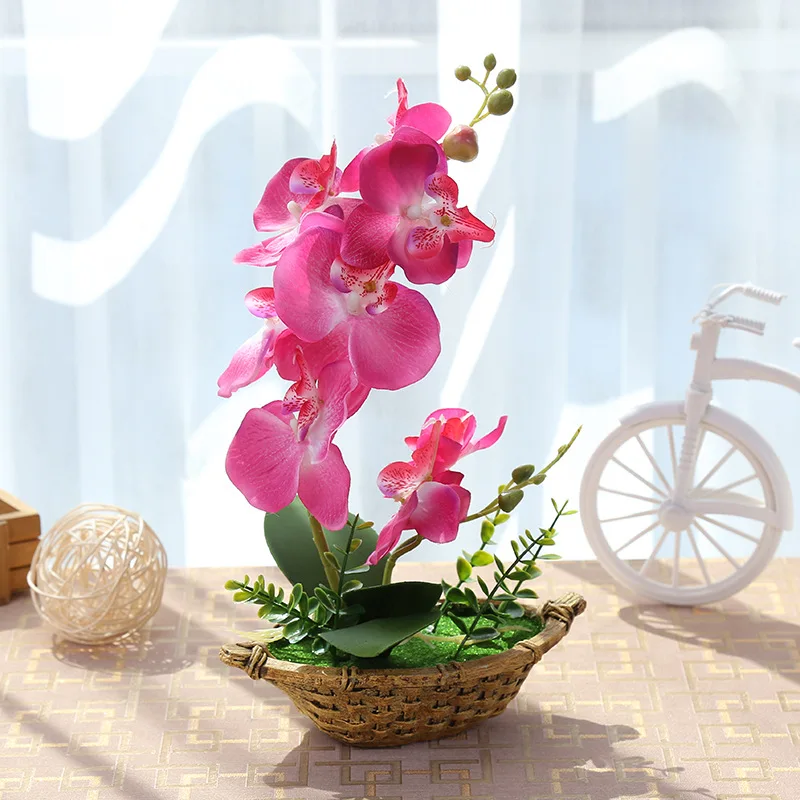 Искусственная Орхидея, Бабочка, бонсай, имитация декоративных искусственных цветов, Искусственная орхидея с горшком, украшение для дома, новогодний декор