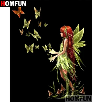 

HOMFUN Full Square/Round Drill 5D DIY Diamond Painting "butterfly fairy" Embroidery Cross Stitch 5D Home Decor Gift A08700
