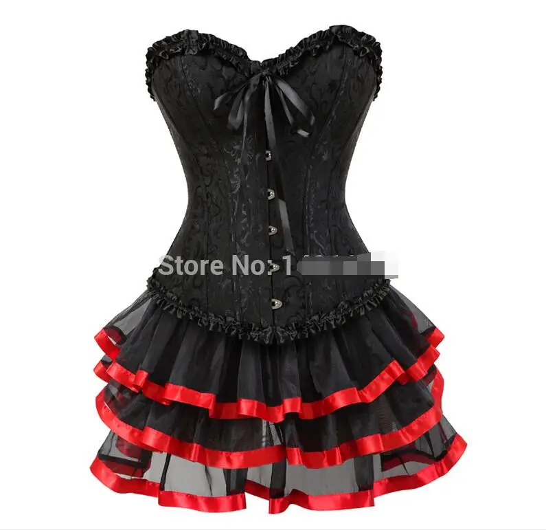 sexy corsets for women plus size party costume overbust burlesque corset and skirt set tutu corselet victorian fashion gowns