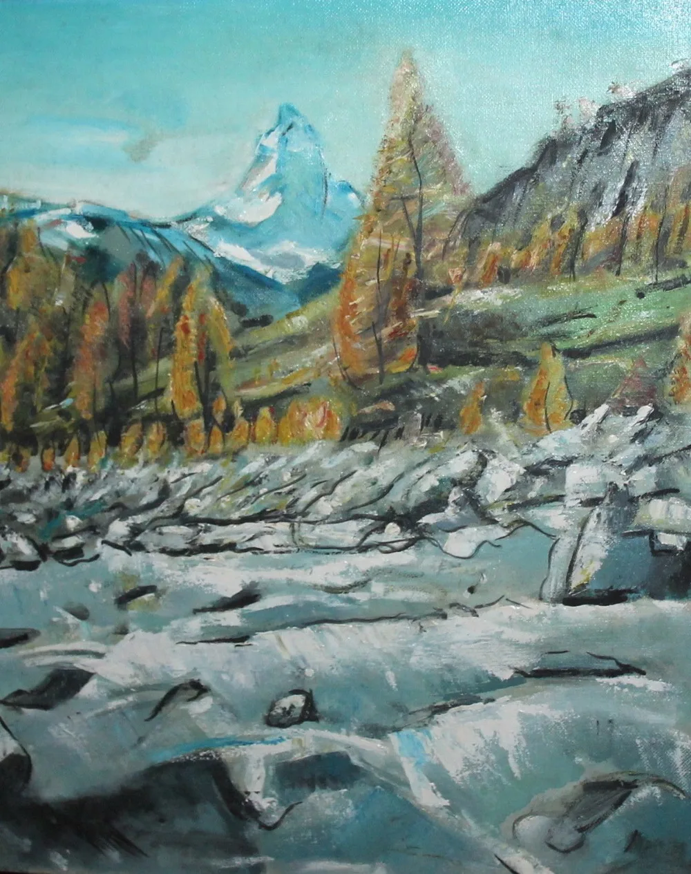 

Impressionist Mountain Landscape Oil Painting on Canvas for Home Decoration Wall Art Vertical Hand Painted