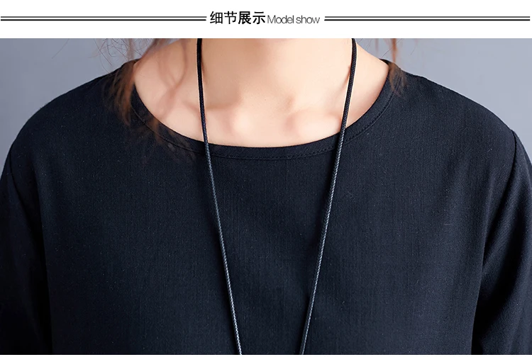 Dress Women Plus Size Patchwork Black Vintage Maxi Dress Long Sleeve 2019 Elegant O-neck Cotton Linen Dress Woman Robe Femme 3