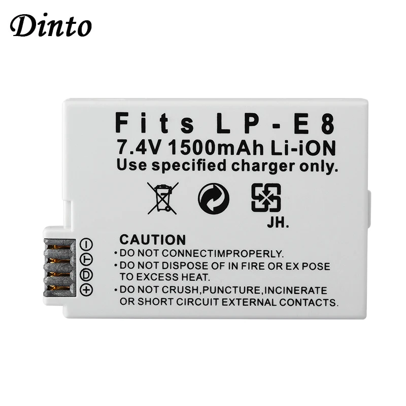 

Dinto New 1pc 1500mAh 7.4V Li-ion Camera Battery LP-E8 LPE8 Rechargeable Digital Batteries for Canon EOS 550DRebel T2i 600D