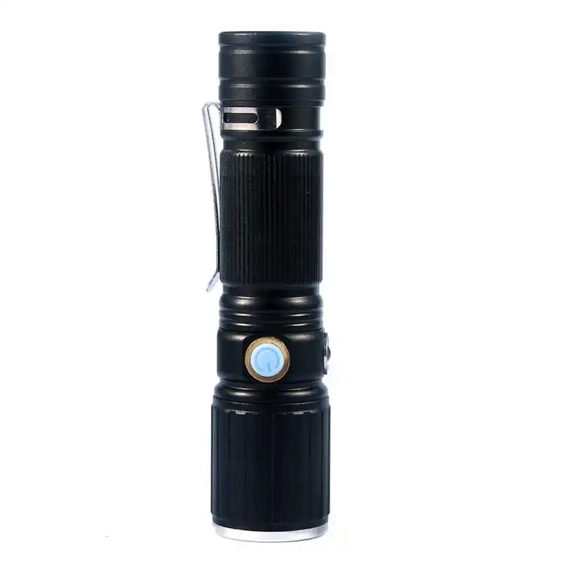 Skywolfeye XML T6 powerful LED Flashlight 18650 Battery+USB Rechargeable+Side Red LED Lights lanterna led t6 #3o5 (1)